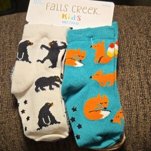 NWT Toddler Kids Socks 2T - 4T with Grippers Fox Bear Moose Raccoon Boys Girls